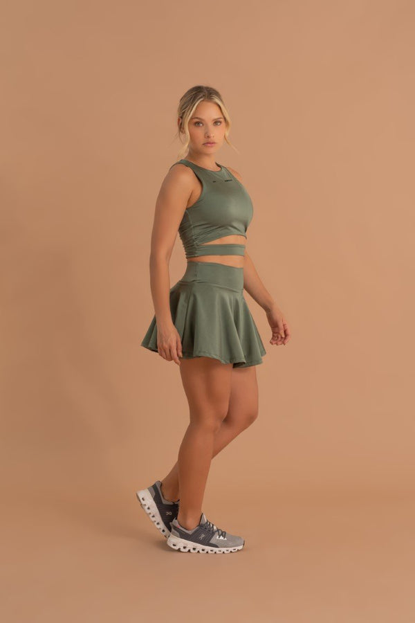 UP SHINE OLIVE SKIRT SET